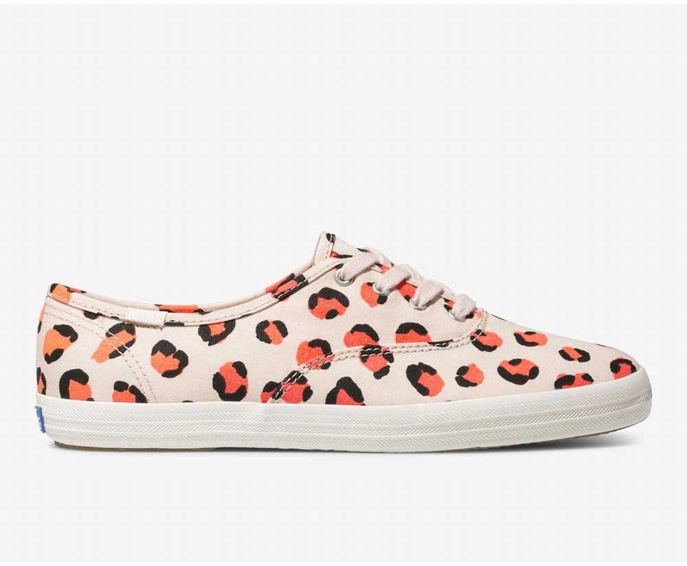 Women's Keds Champion Leopard Sneakers Pink Coral 6957132EI - South Africa